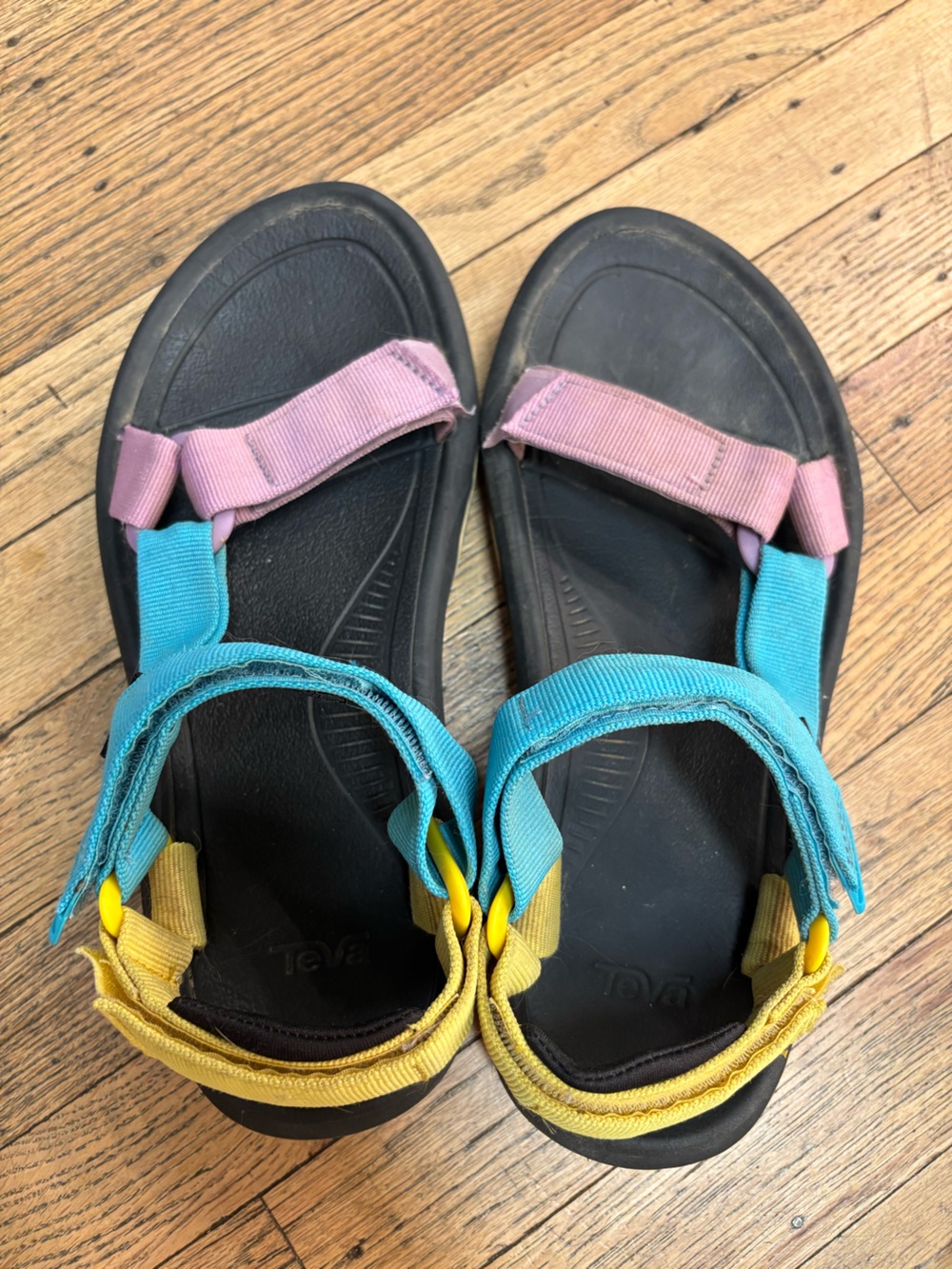 Teva Kids Multi-Color Strap Sandals — Pink, Teal, Yellow on Black